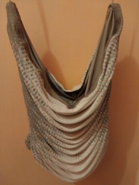AFRM LOS ANGELES NWT Ruched Tube Top Polka  Dot- Nude